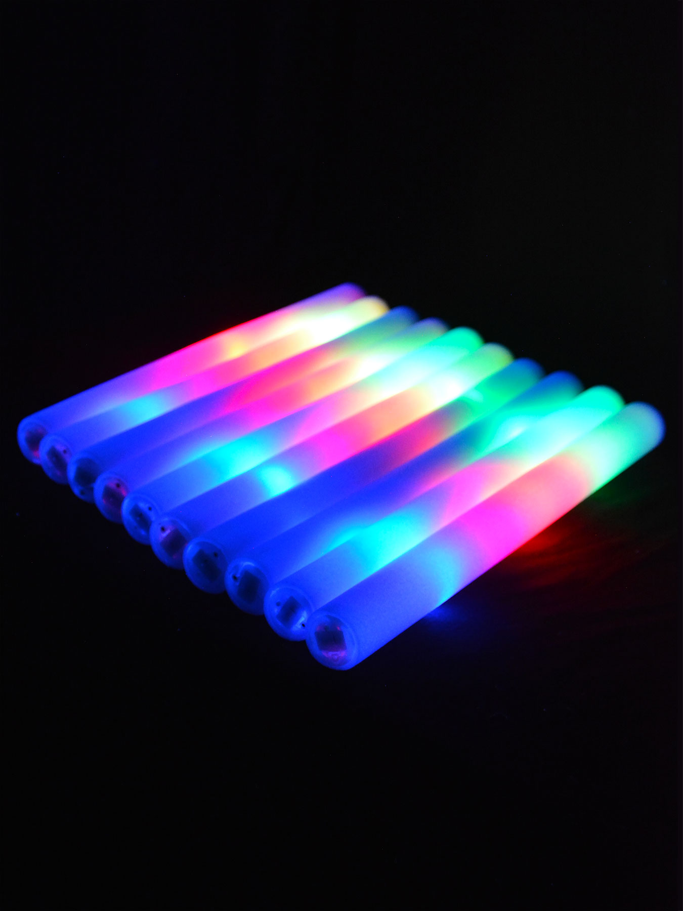 10x RGB Leuchtstab aus SchaumstoffPartylichtFarbeffektenGlowstick 