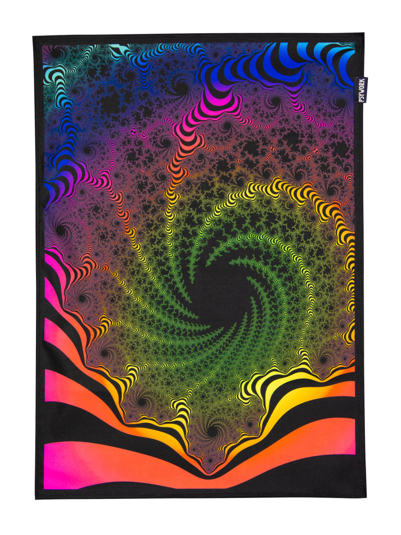 0,5x0,7m Poster Goa PSYWORK Schwarzlicht Stoffposter Neon /"Slanted Cube/"