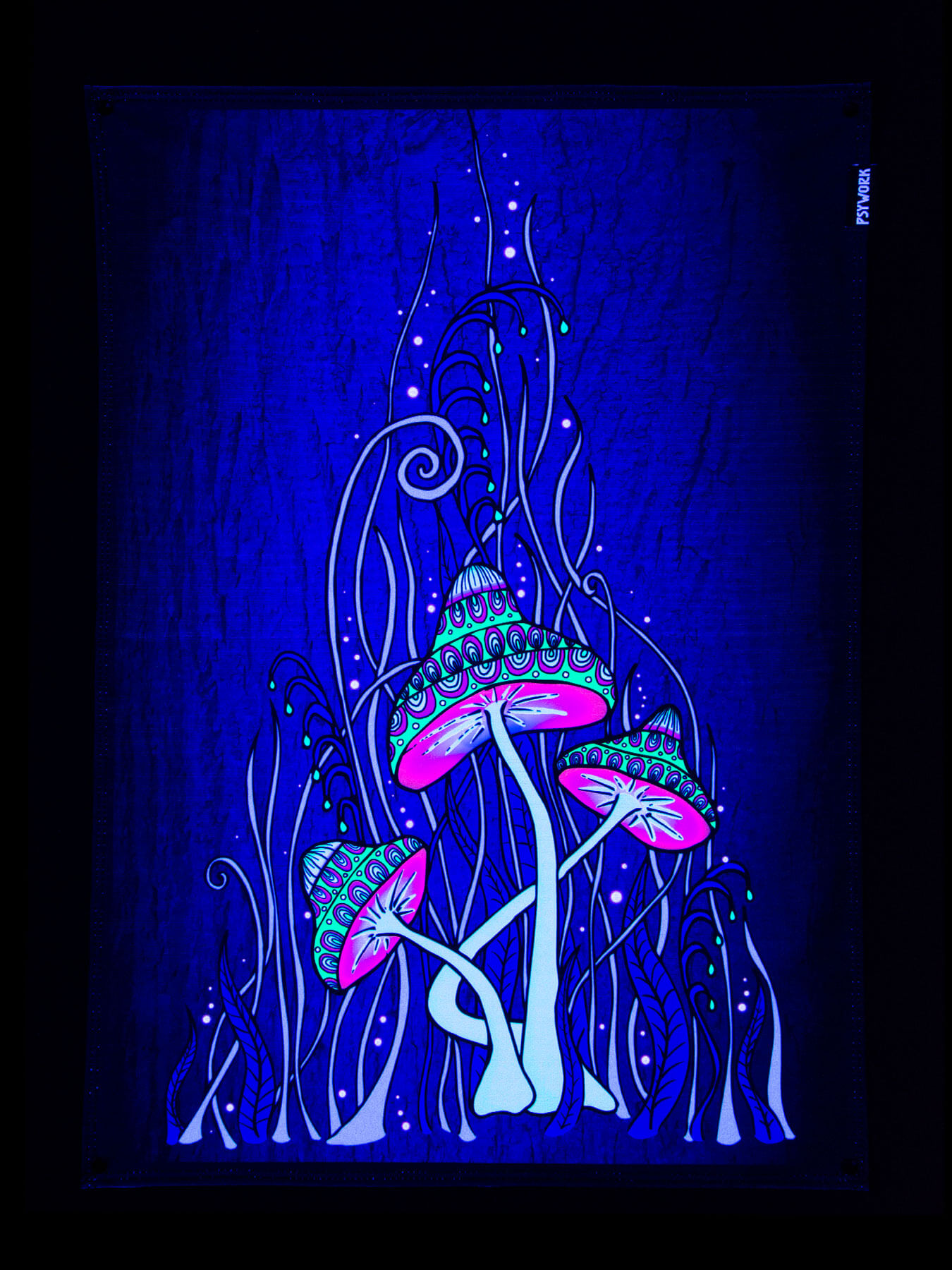 0,5x0,7m Poster Goa PSYWORK Schwarzlicht Stoffposter Neon /"Slanted Cube/"
