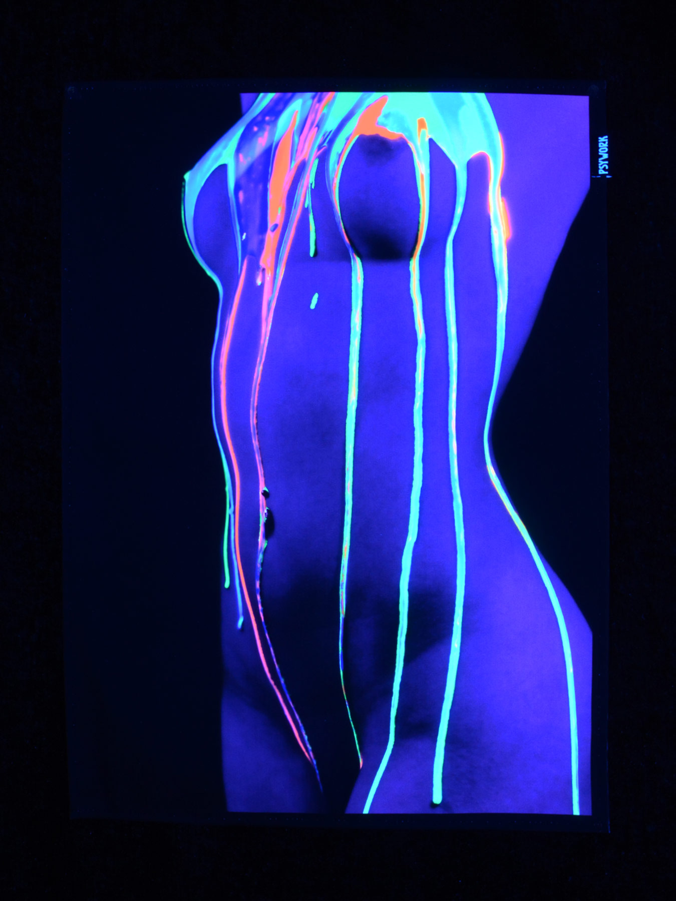 PSYWORK blacklight fabric poster neon Nude Girl UV Color Splash 2