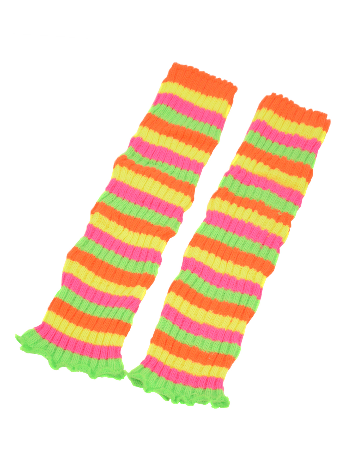 Schwarzlicht Stulpen Beinwärmer 40cm Paar Gestreift Neon Bunt
